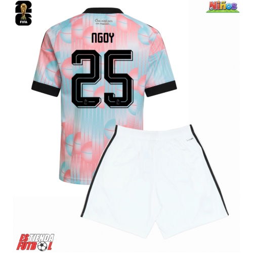 Bélgica Nathan Ngoy #25 Segunda Equipación Niños Mundial 2026 Manga Corta (+ Pantalones cortos)